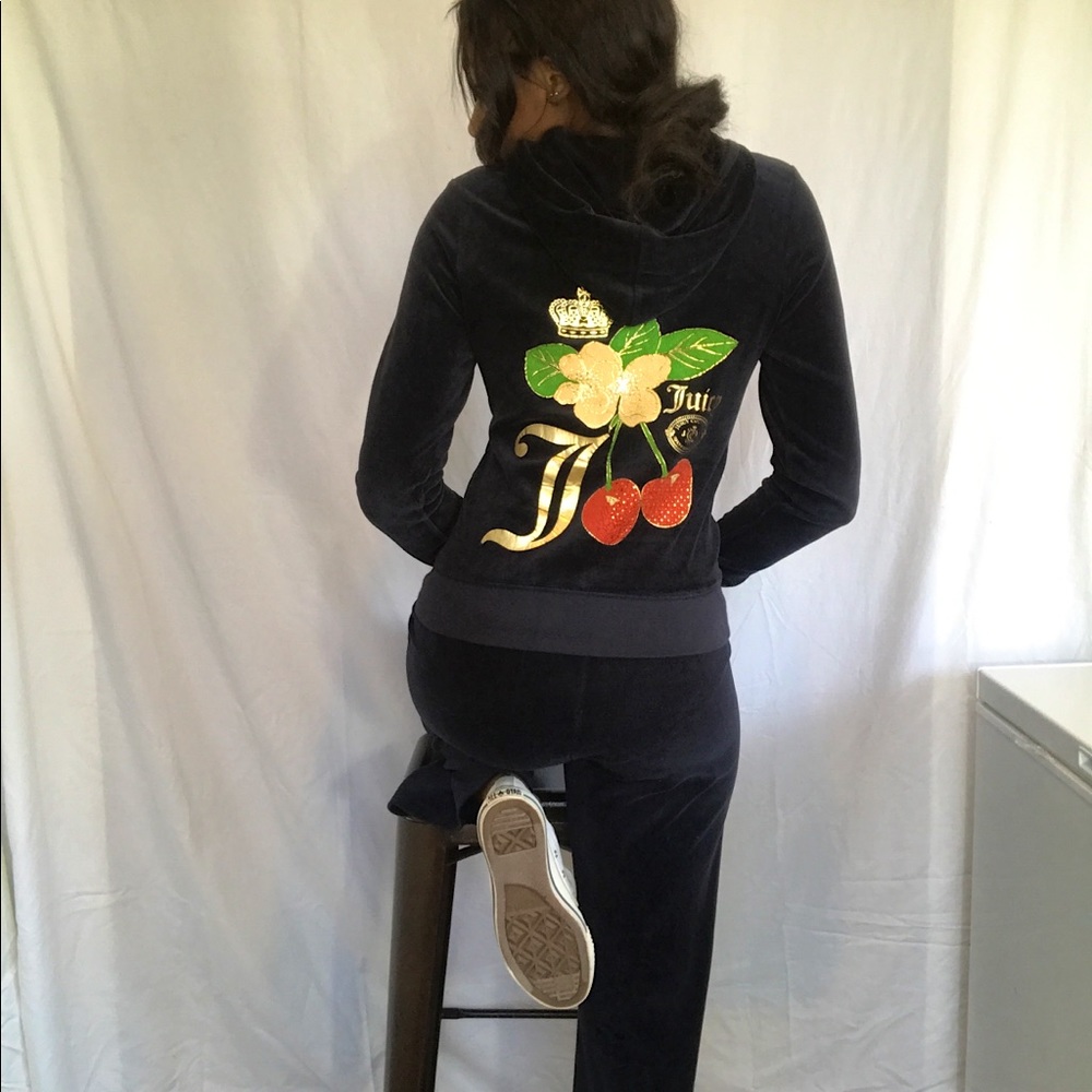 Juicy Couture velour navy blue cherry tracksuit